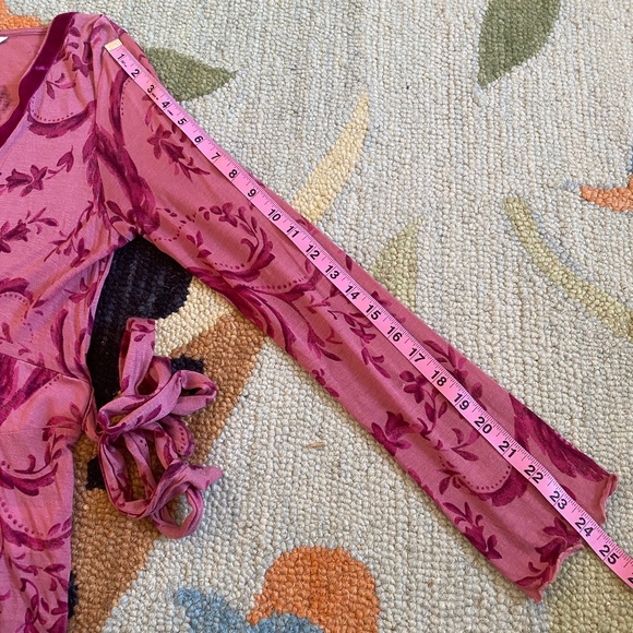 Banana Republic I Y2K I Pink Raspberry Faux Wrap Printed Top & Cami - Picture 10 of 16